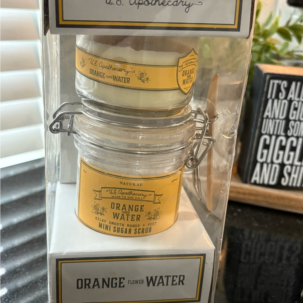 US Apothecary orange flower water Scrub & candle set